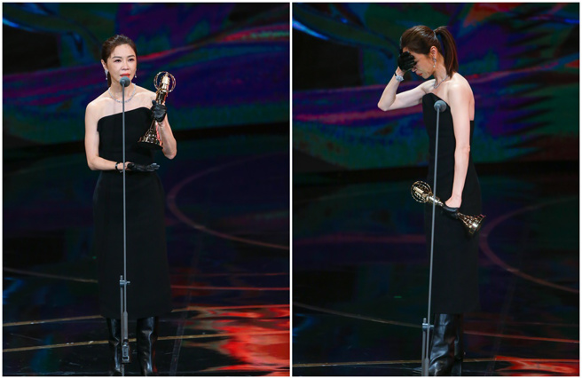 谢盈萱以《四楼的天堂》夺视后，情绪相当澎湃。（图／杜宜谙 摄）