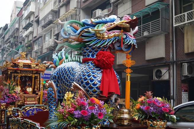 台北宗教盛事「大龙峒保安宫保生大帝圣诞庆典」获登录为无形文化资产。图为神兽神舆车。（台北市文化局提供／张立勋台北传真）