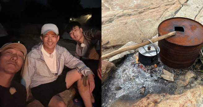 汪小菲和厨艺高手张亮(左1)和运动员高亭宇(右1)玩乐。(图/汪小菲 微博)