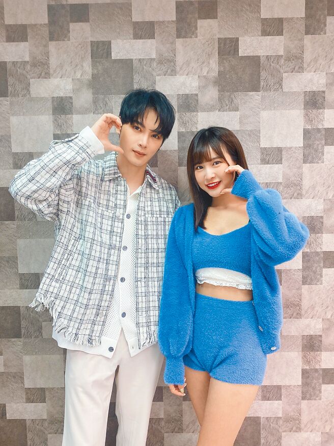 古曜威（左）邀啦啦隊女神孟潔合唱新歌。（單純夢想文創事業）