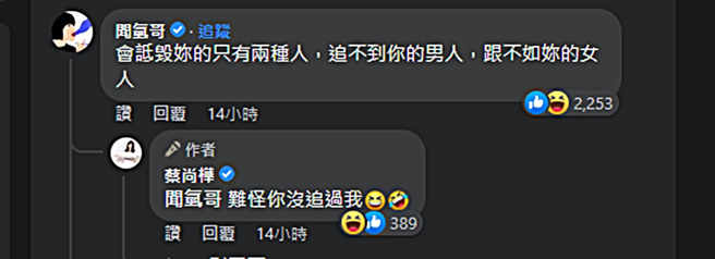 闻氢哥替蔡尚桦加油打气。（图／翻摄自蔡尚桦脸书）