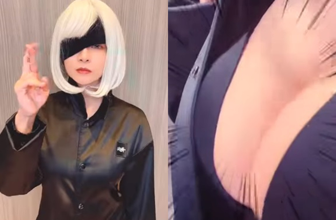 郭鬼鬼的衣服突然弹开，露出里面的超辣春光。（图／郭鬼鬼Instagram）