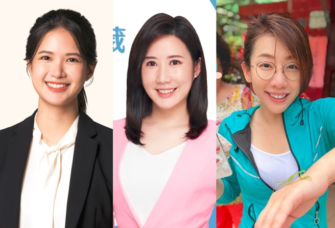 無黨籍林亮君(左起)、國民黨柳采葳、民眾黨林珍羽爭奪北市中山大同區議員最後席次。（合成圖／取自三人臉書）