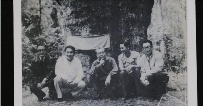 先总统蒋经国到屏东潮州视察时，还特地与泗水里500岁的神木合照，该神木却在8大森林乐园的「照顾」下衰亡。（图／读者提供）