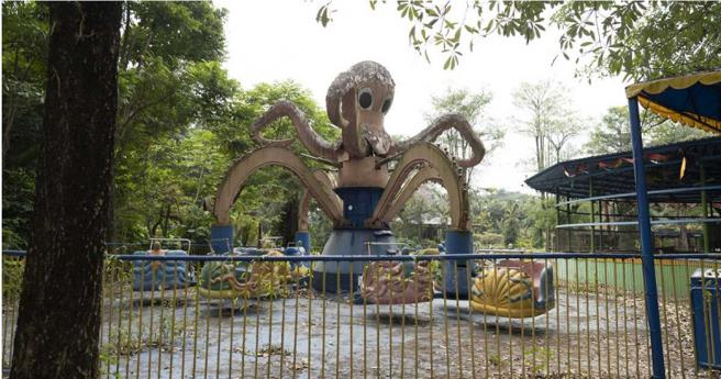 8大森林乐园设施年久失修，于2019年开始停用，也导致游园人数逐年下跌。（图／赵世勋摄）