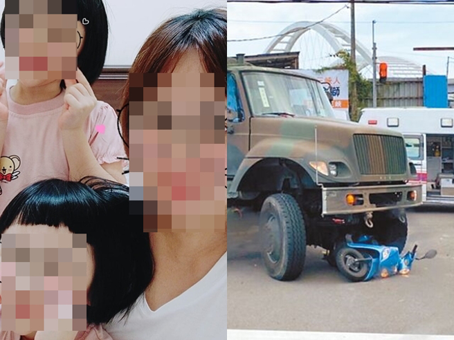 军卡右转辗死骑机车母女，死者陈女当时骑车要送小女儿到幼儿园，陈女脸书上全是2个女儿的照片，担任计程车司机的丈夫目前仍不敢让大女儿知道此事。（翻摄自脸书）