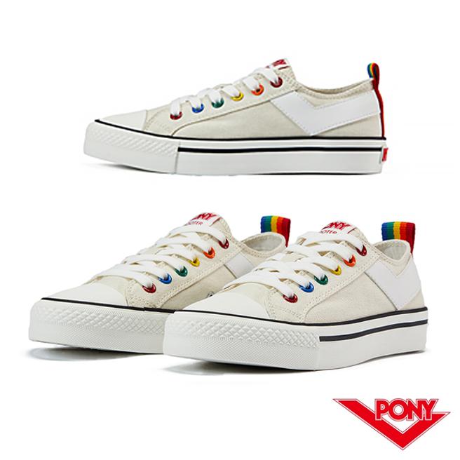 PChome 24h购物的PONY Shooter彩虹米色低筒休閒鞋，11月14日前特价911元。（PChome 24h购物提供）