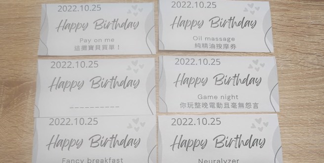 一名人夫在生日當天收到老婆別出心裁的禮物，居然是8張「兌換券」。（圖／翻攝自爆廢公社公開版）