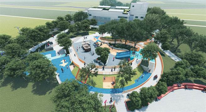 梧栖三里联合活动中心，预计于2024年竣工，竣工后梧栖区即增加一处亲子三代共乐的共融公园。(台中市政府提供)