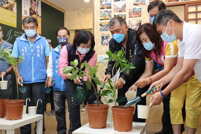 客庄竹东地方创生-文化产业化调查驻地工作站计画27日举办成果发表，透过种下树杞的树苗，来象徵工作站为竹东种下了一个地方创生的种子。（邱立雅摄）
