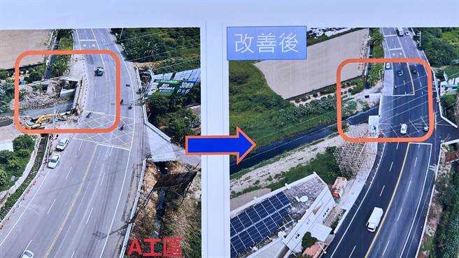 台南佳里菜寮桥向东拓宽4公尺，以增加行车安全。（张毓翎摄）