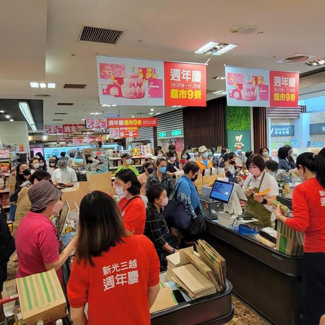 （新光三越天母店周年庆首日全馆化妆品、居家、超市业绩飙升。图／新光三越）