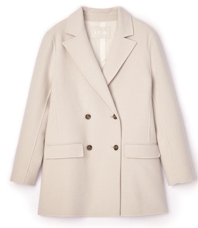 ICB浅灰色毛领大衣。（新光三越提供）