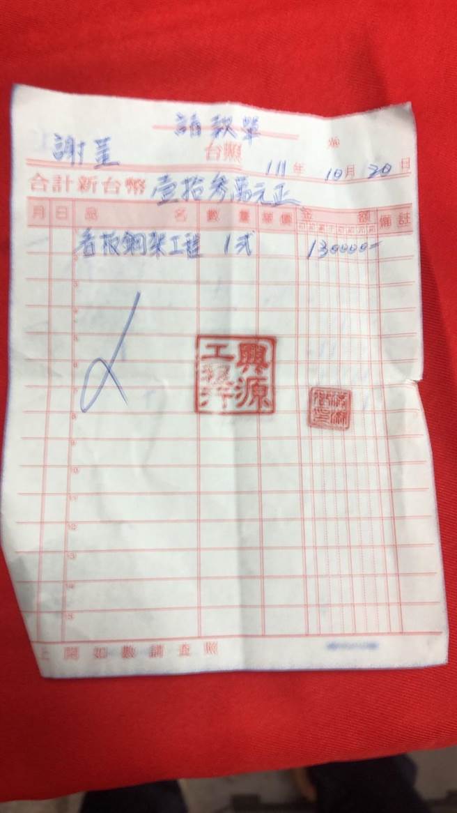 被指涉入贿选疑案的后龙镇长候选人谢清辉，28日下午出面喊冤，并出示竞总建置费用报价单。（谢明俊摄）