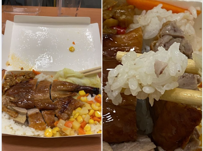 常见的烧鸭便当，可能藏有碎骨头在饭中，一旦不慎咬下，可能导致牙齿断裂。(图/ 牙医师王巍穆授权提供)