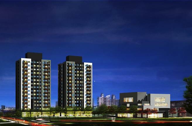 桃園楊梅一號社宅預計明年3月完工。圖為竣工模擬圖。（住宅發展處提供／蔡明亘桃園傳真）