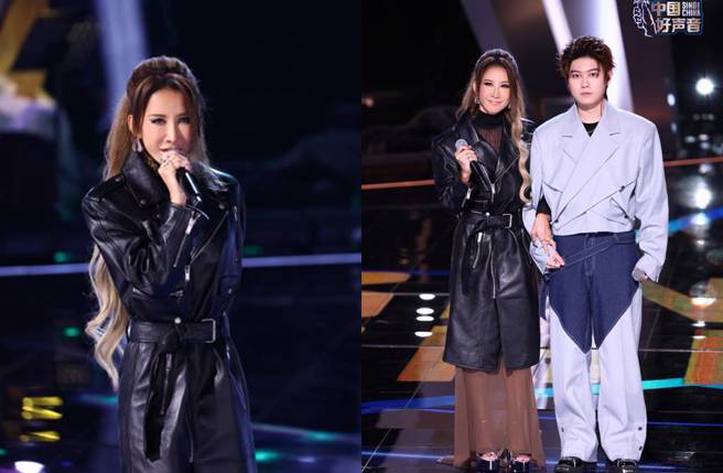 李玟在《中国好声音》总决赛和学员王泽鹏合唱。(图／取自《中国好声音》微博)