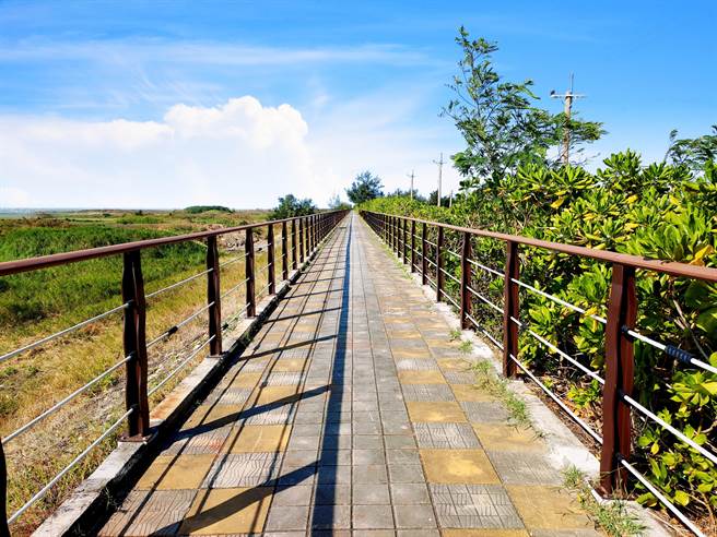 清水區高美溼地自行車道改善後，讓民眾騎乘更安全。（台中市政府提供）