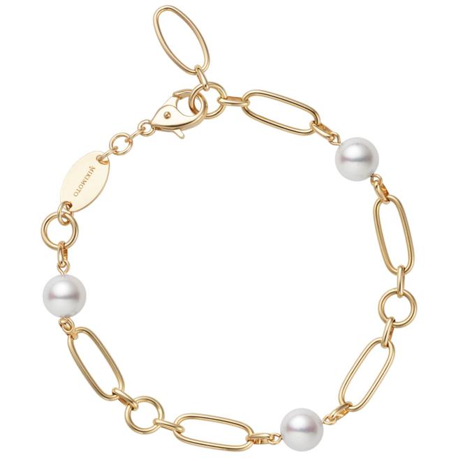 MIKIMOTO M Code系列珍珠黄K金手炼，5万3000元。（MIKIMOTO提供）