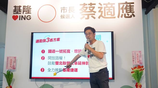 蔡适应推「通勤族3省方案」政见，要为通勤的朋友省荷包、省时间、省麻烦。（图／取自蔡适应脸书）