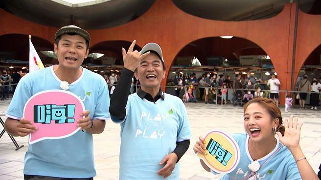 《綜藝玩很大》特別企劃吳宗憲（中）環島旅行，《嗨！營業中》的姚元浩（左）、鬼鬼擔任特別來賓宣傳節目。（好看娛樂提供）