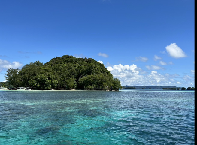 赖清德「帛旅专案」第二天行程，参访被联合国教科文组织登录为世界自然及歷史遗产的洛克群岛南方舄湖、牛奶湖及无人岛鲨鱼城。曾薏苹摄