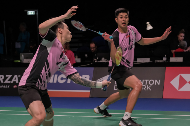 卢敬尧（右）、杨博涵打进德国羽球公开赛男双16强。（资料照／香港体路提供）
