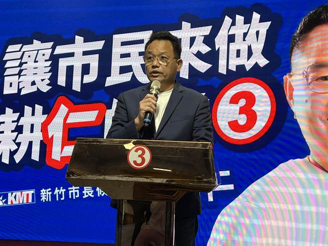 国民党新竹市长候选人林耕仁3日开记者会提5点声明，指选举只剩20几天，呼吁高虹安在投票日前向市民说明，而非假藉司法途径当作拖延战术。（王惠慧摄）