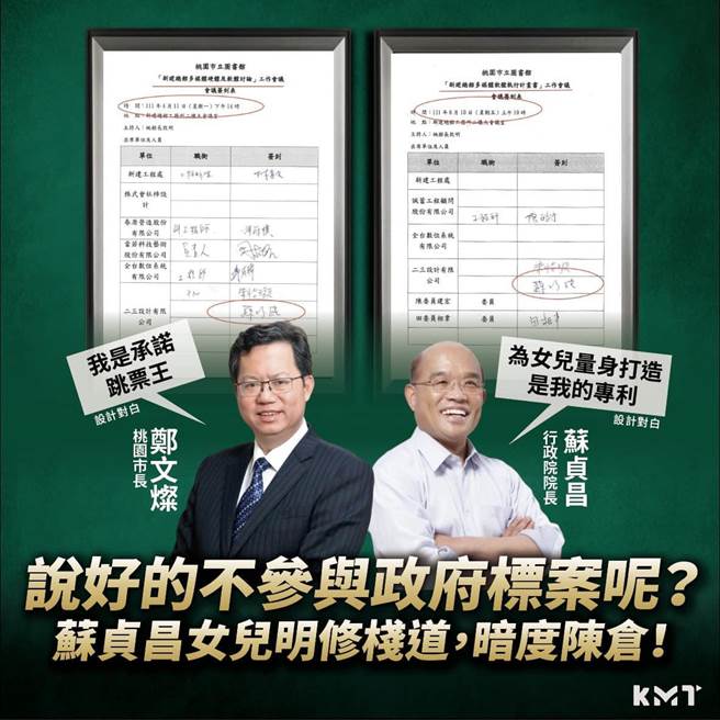 国民党桃园市长候选人张善政竞总发言人凌涛在脸书发文，质疑苏巧纯参加的是什么会议，痛批苏贞昌说法是睁眼说瞎话。（摘自凌涛脸书）