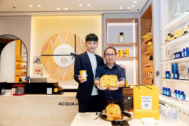 岳轩（左起）担任主持人访问吴宝春。（爵思国际提供）