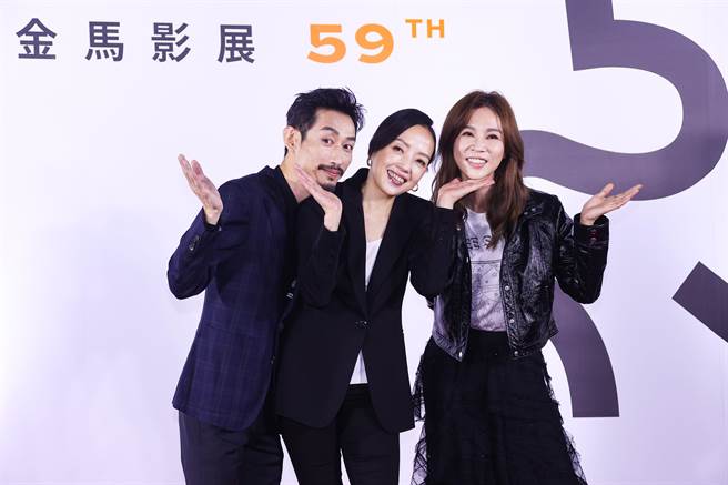 陳竹昇（左起）、許芳宜、謝盈萱合體出席《我心我行》首映。（羅永銘攝）