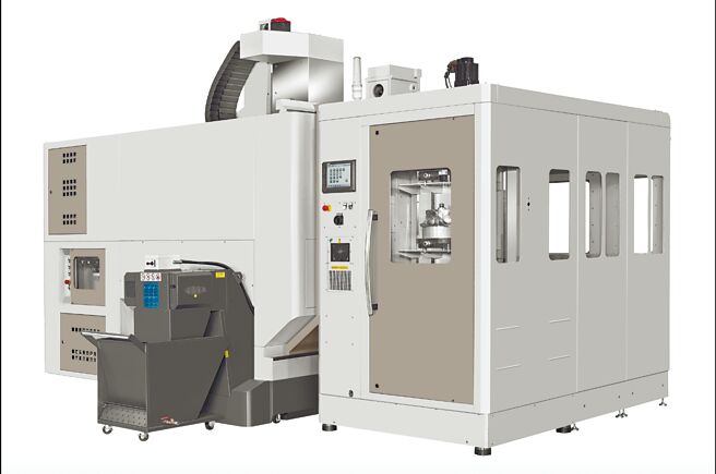 常铭最新U系列五轴加工中心机，搭载RS-200自动化系统。图／业者提供