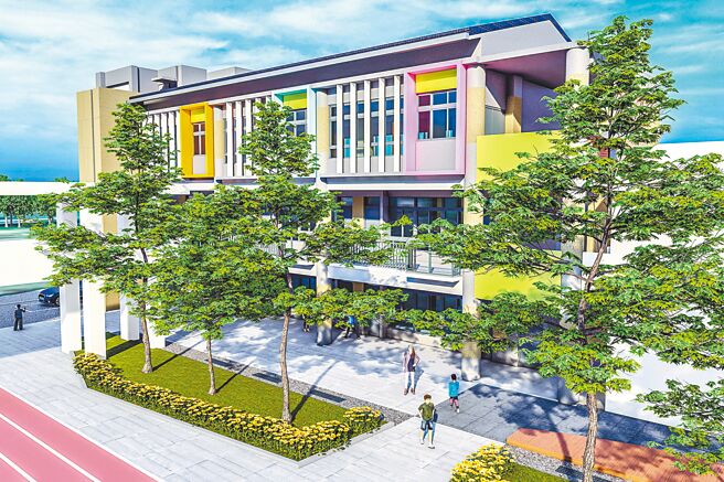 竹北市东海国小学生动中心完工示意图。（新竹县政府提供／罗浚滨新竹传真）