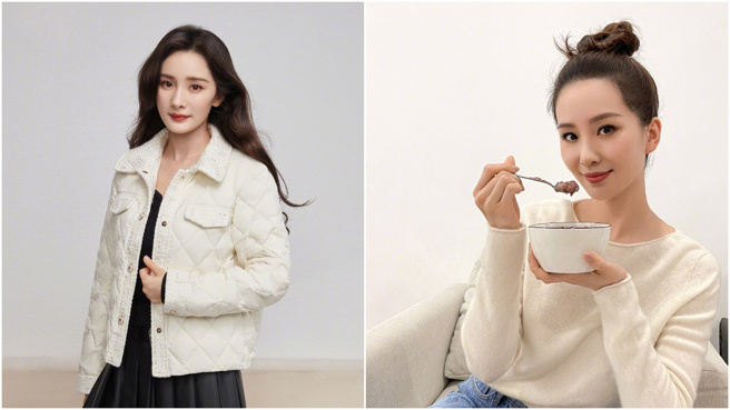 杨幂新剧被爆换脸吴奇隆与刘诗诗的婚纱照。（图／翻摄自杨幂微博、刘诗诗微博）