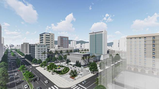 （高雄旧市议会公办都更招商，兴建规划企业总部和A级商办的模拟图。图／高雄文化局提供）