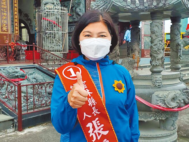 云林县长张丽善4日巡迴林内乡说明施政愿景。（周丽兰摄）