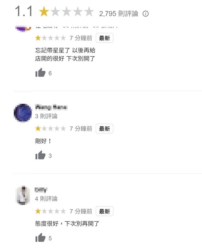 憤怒網友灌爆評論，要老闆別開了。(圖／Google Map)