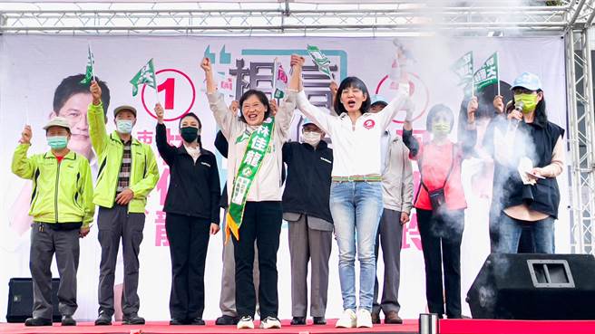 林佳龙与议员周雅玲联合竞总今早成立，同样由夫人廖婉如代表出席。（林佳龙竞办提供／李奇叡新北传真）