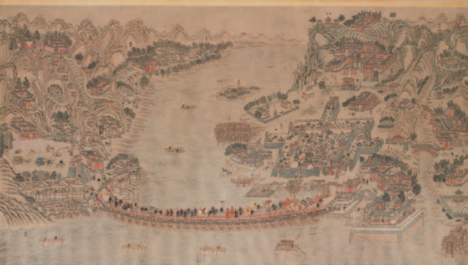 黄河兰州浮桥图。（翻摄故宫文物月刊）