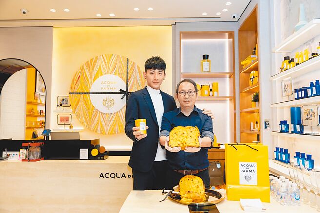 麵包职人吴宝春（右）与男星钟岳轩共同出席Acqua di Parma活动记者会。（爵思提供）
