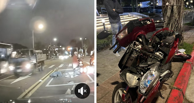 停等紅燈慘遭逆向轎車撞飛！女友急尋肇逃者，車主：不是我開的。(翻社臉書爆料公社)
