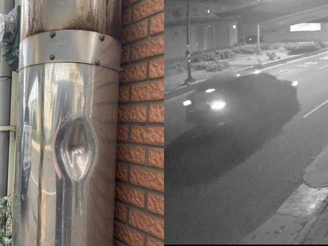 高雄市大寮区88桥下今（8）发生2辆车在路口遭开15枪，1人颈部中弹，1人腿部中弹，警方追查凶嫌开的3辆轿车，发现全是悬挂假车牌，且都是权利车。（图／民眾提供）