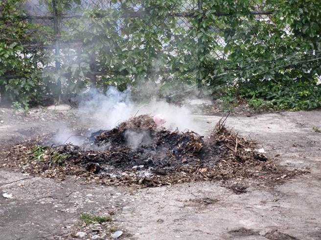 民眾露天燃烧树叶残枝造成空污，台东县环保局1到10月共查获49件。（图／环保局提供）