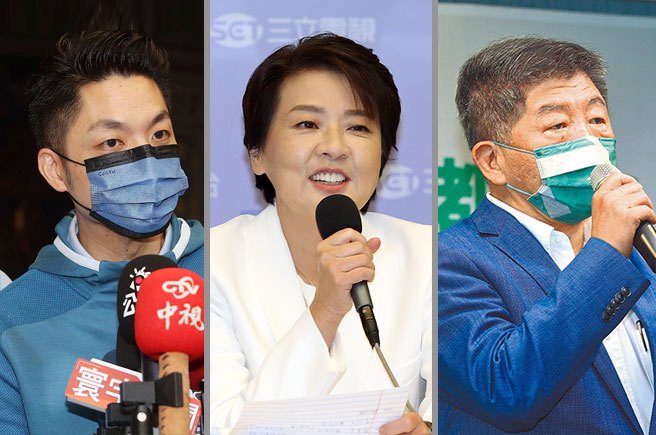 左起为台北市长参选人蒋万安、黄珊珊、陈时中。(资料照)