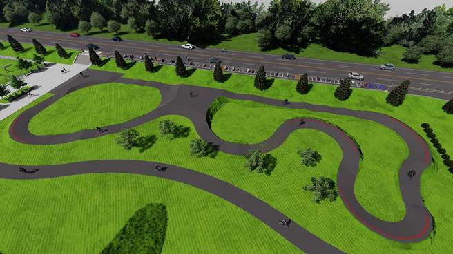 西滨庆安水道水岸游憩公园，包含活动广场、亲子海洋游乐场、儿童自行车练习场、越野单车PUMP TRACK场地 、宠物公园及停车场等。（吴敏菁摄）