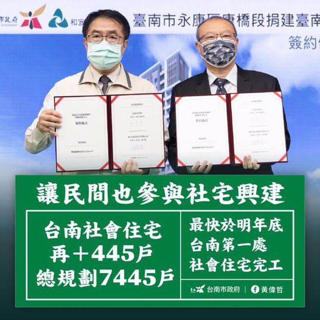 台南市市长黄伟哲（左）。（图／取自黄伟哲脸书）