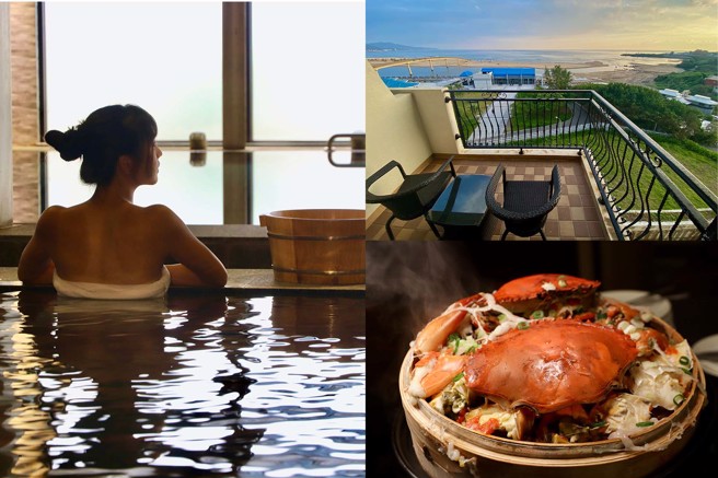 东北角全台唯一梦幻琥珀海洋温泉 泡汤品秋蟹正当时。（图/ 行遍天下）