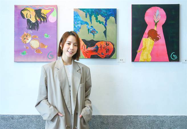 程予希首场个人画展《34的ㄅㄅ》11日起于台北「闹空间 NOW space」开幕展出。（粘耿豪摄）