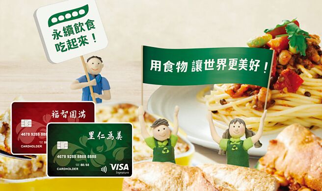 第一银行为推广环境永续理念，携手里仁合作发行结合生活消费与公益之「里仁为美福智联名卡」力挺绿色消费。图／一银提供