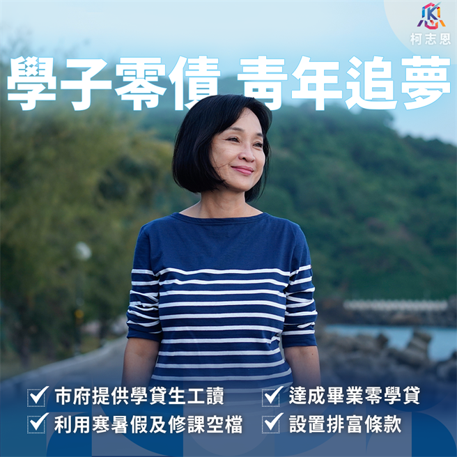 國民黨高雄市長候選人柯志恩11日再提青年政見，她提出「學子零債 青年追夢」專案計畫，主張由高市府提供實習工讀職缺，讓學貸生在寒暑假與課後閒暇，於在學期間就能學貸償還。（柯志恩競選團隊提供／洪浩軒高雄傳真）
